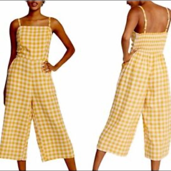Old Navy Pants - Old Navy Yellow Gingham Jumpsuit